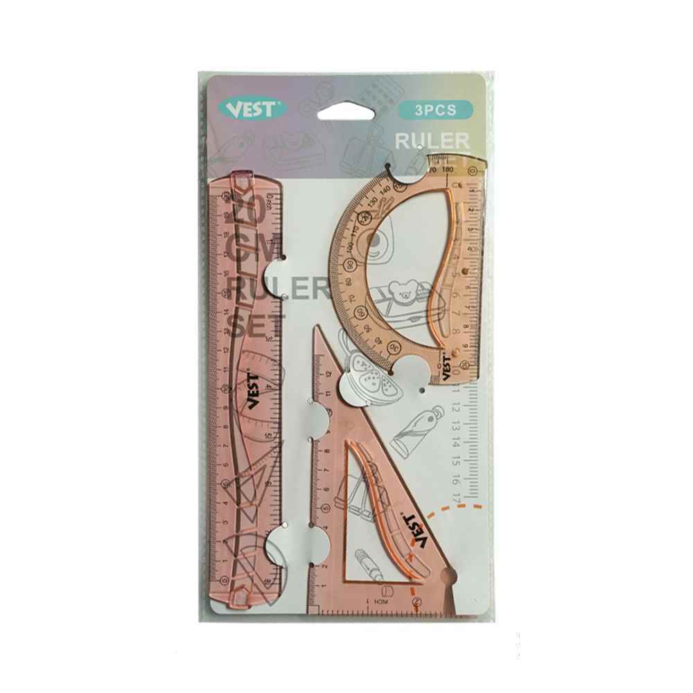 ست3تکه نقاله گونیا خط کش ژله ای (پاستلی) وست کدFB9270