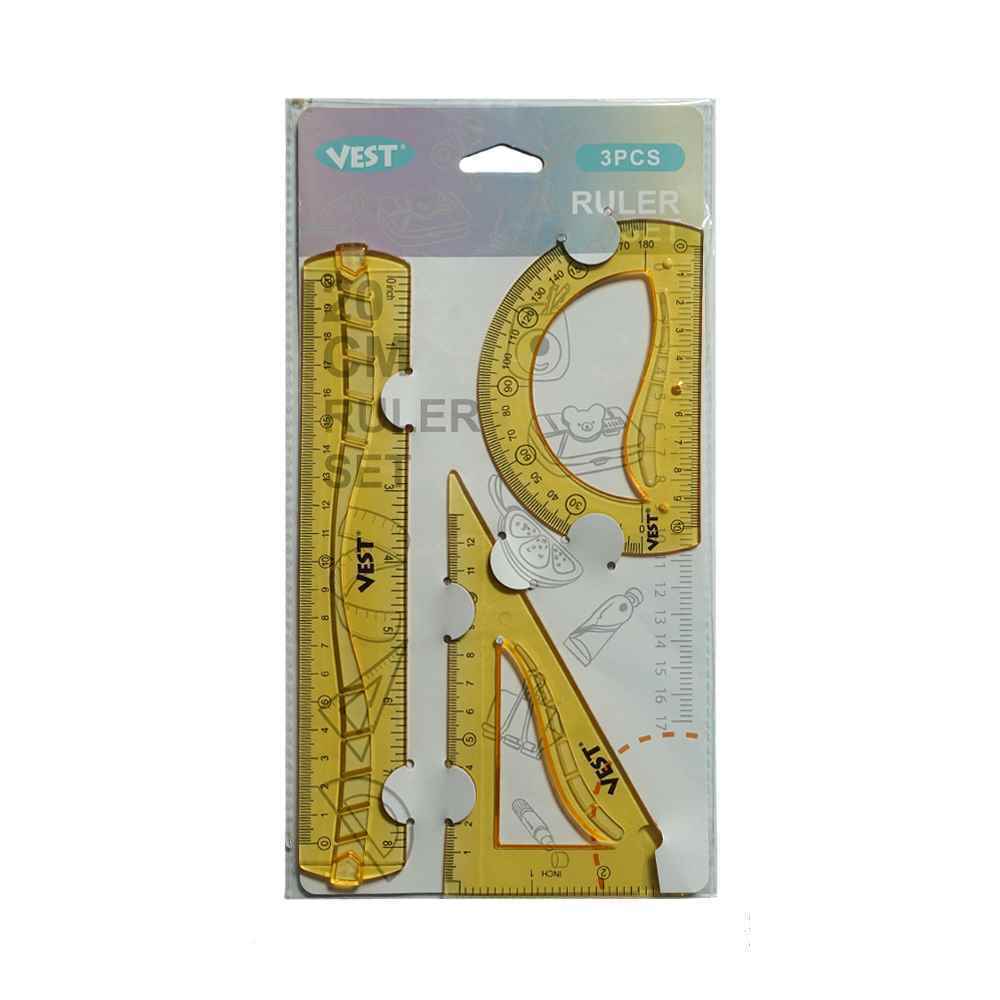 ست3تکه نقاله گونیا خط کش ژله ای (پاستلی) وست کدFB9270