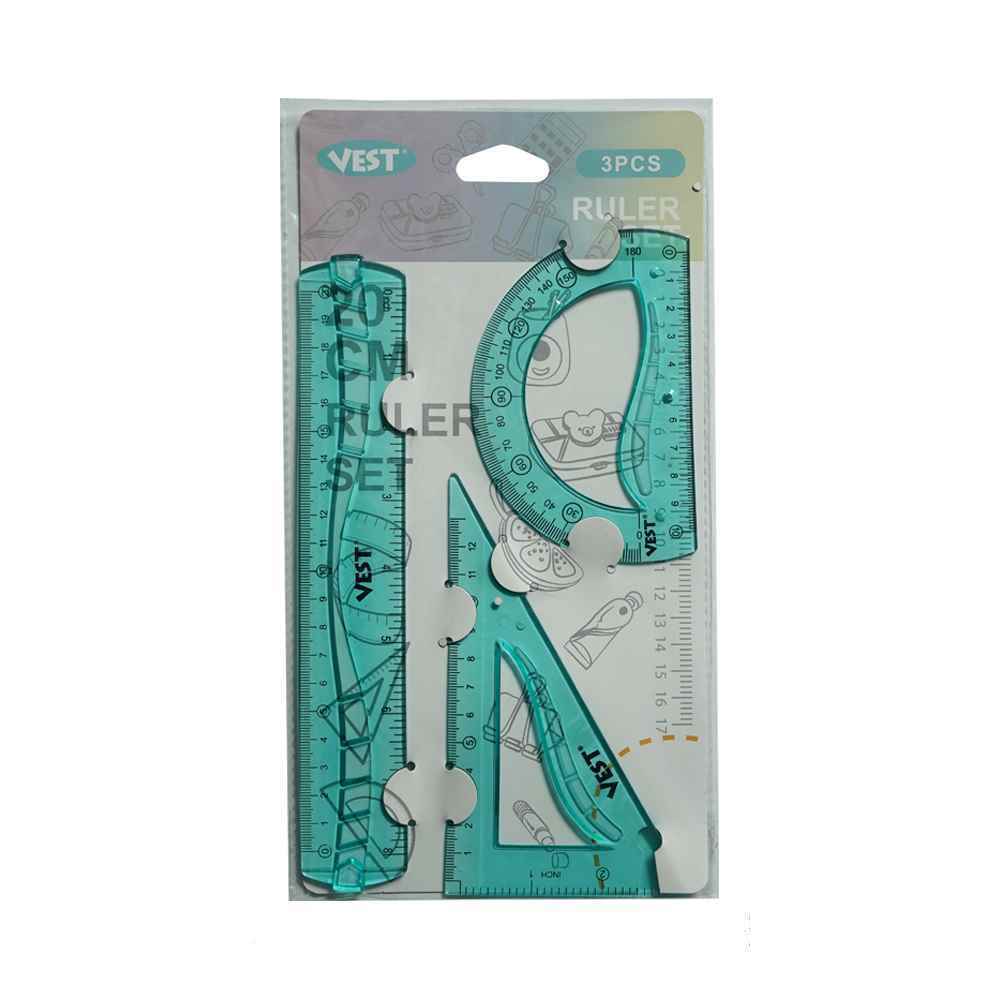 ست3تکه نقاله گونیا خط کش ژله ای (پاستلی) وست کدFB9270